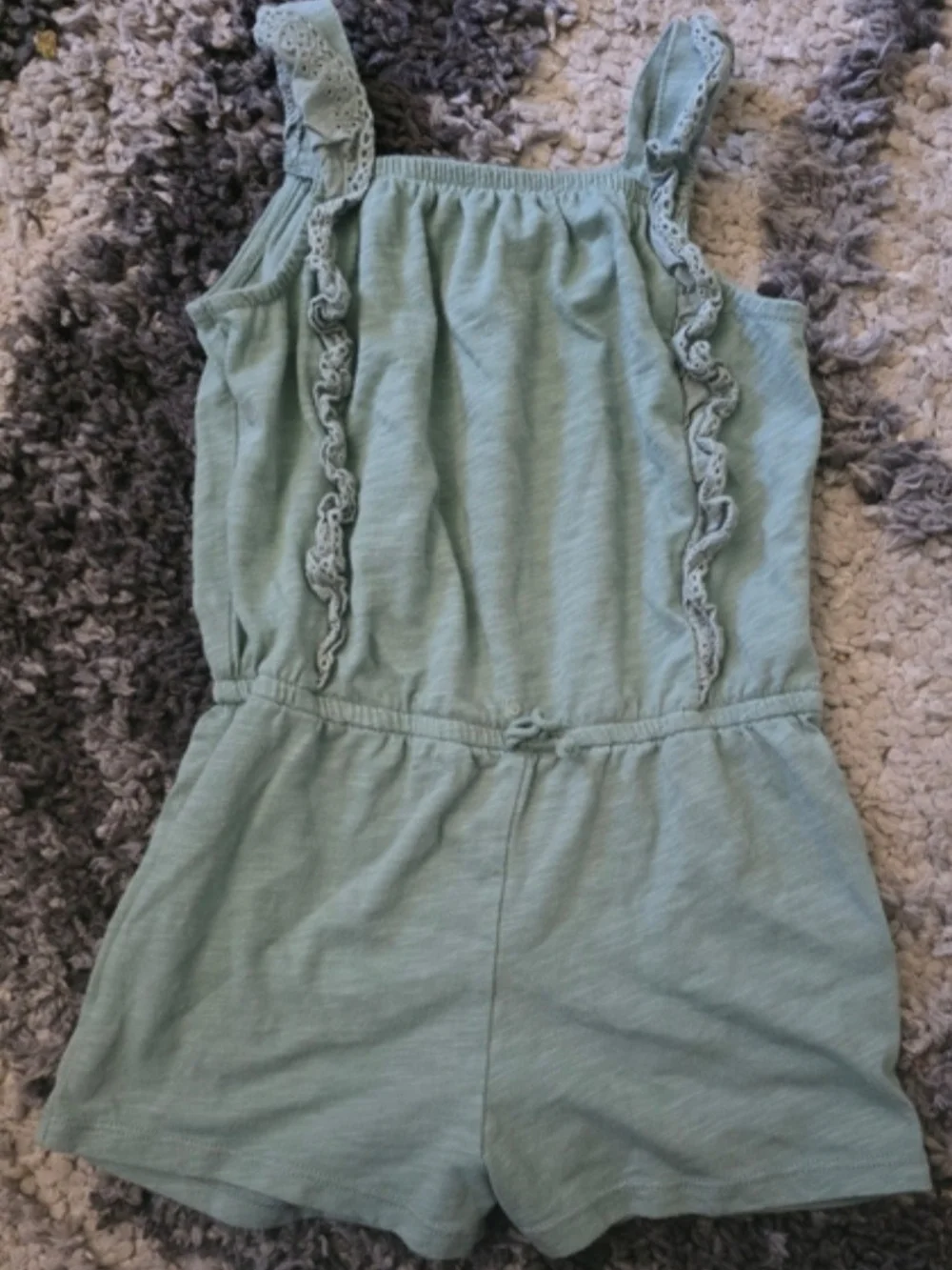 Carter's Sage Green Ruffle Strap Romper